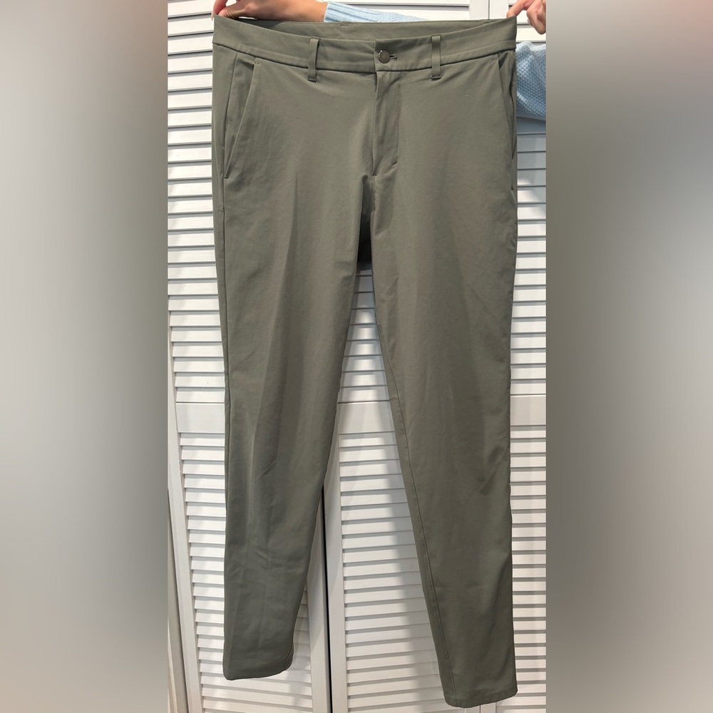 Lululemon Commission Pant - Men, Slim Fit, 34x34 Warpstreme in Sage Grey